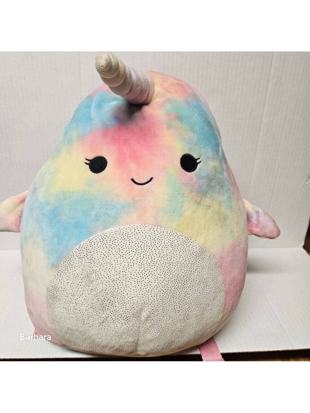KellyToy 2021 Squishmallow Rainbow Tie Dye "Navina" Narwhal Backpack